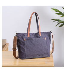 Casual Canvas Leather Mens Womens Large White Handbag Tote Bag Khaki Shoulder Bag Tote Purse For Men - iwalletsmen