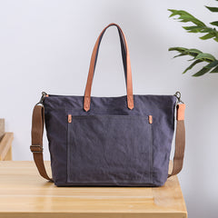Casual Canvas Leather Mens Womens Large White Handbag Tote Bag Khaki Shoulder Bag Tote Purse For Men - iwalletsmen