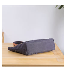 Casual Canvas Leather Mens Womens Large White Handbag Tote Bag Khaki Shoulder Bag Tote Purse For Men - iwalletsmen