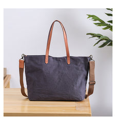 Casual Canvas Leather Mens Womens Large White Handbag Tote Bag Khaki Shoulder Bag Tote Purse For Men - iwalletsmen