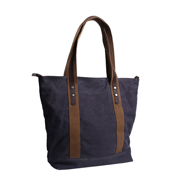 Casual Canvas Mens Womens Large 14‘’ Khaki Handbag Tote Bag Brown Shoulder Bag Tote Purse For Men - iwalletsmen