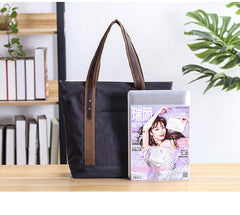 Casual Canvas Mens Womens Large 14‘’ Khaki Handbag Tote Bag Brown Shoulder Bag Tote Purse For Men - iwalletsmen