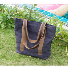 Casual Canvas Mens Womens Large 14‘’ Khaki Handbag Tote Bag Brown Shoulder Bag Tote Purse For Men - iwalletsmen
