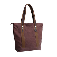 Casual Canvas Mens Womens Large 14‘’ Khaki Handbag Tote Bag Brown Shoulder Bag Tote Purse For Men - iwalletsmen