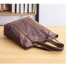 Casual Canvas Mens Womens Large 14‘’ Khaki Handbag Tote Bag Brown Shoulder Bag Tote Purse For Men - iwalletsmen