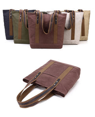 Casual Canvas Leather Womens Mens Large White Tote Bag Shoulder Bag Khaki Tote Purse For Women - iwalletsmen