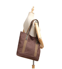 Casual Canvas Leather Womens Mens Large White Tote Bag Shoulder Bag Khaki Tote Purse For Women - iwalletsmen