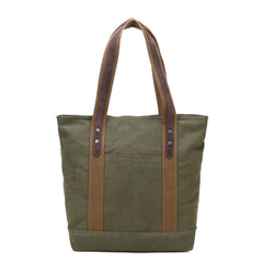 Casual Canvas Leather Womens Mens Large White Tote Bag Shoulder Bag Khaki Tote Purse For Women - iwalletsmen