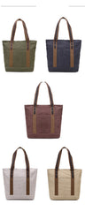 Casual Canvas Leather Womens Mens Large White Tote Bag Shoulder Bag Khaki Tote Purse For Women - iwalletsmen