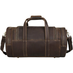 Casual Brown Leather Round Men's Large Overnight Bag Travel Bag Luggage Weekender Bag For Men - iwalletsmen