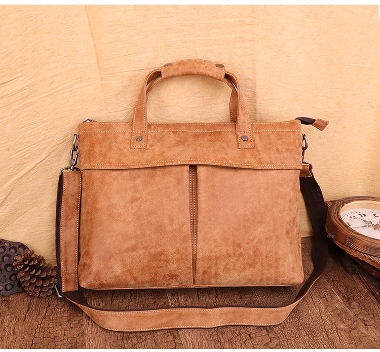 Vintage Fashion Leather Mens 13inch Briefcase Laptop Shoulder Bag Business Bag Handbag For Men - iwalletsmen