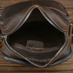 Casual Leather Brown Mens Vintage Small Side Bag Vertical Messenger Bag Shoulder Bags For Men - iwalletsmen