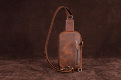 Casual Leather One Shoulder Backpack Chest Bag Sling Bag Sling Crossbody Bag For Men - iwalletsmen