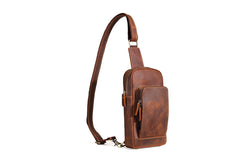 Casual Leather One Shoulder Backpack Chest Bag Sling Bag Sling Crossbody Bag For Men - iwalletsmen