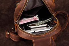 Casual Leather One Shoulder Backpack Chest Bag Sling Bag Sling Crossbody Bag For Men - iwalletsmen