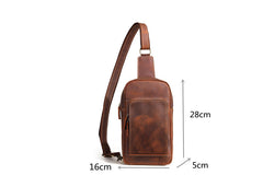 Casual Leather One Shoulder Backpack Chest Bag Sling Bag Sling Crossbody Bag For Men - iwalletsmen