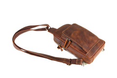 Casual Leather One Shoulder Backpack Chest Bag Sling Bag Sling Crossbody Bag For Men - iwalletsmen