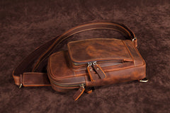 Casual Leather One Shoulder Backpack Chest Bag Sling Bag Sling Crossbody Bag For Men - iwalletsmen
