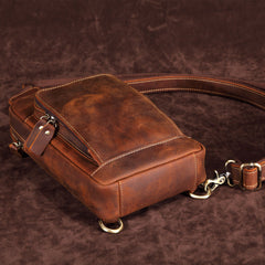 Casual Leather One Shoulder Backpack Chest Bag Sling Bag Sling Crossbody Bag For Men - iwalletsmen