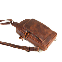 Casual Leather One Shoulder Backpack Chest Bag Sling Bag Sling Crossbody Bag For Men - iwalletsmen