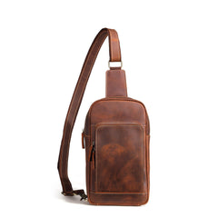 Casual Leather One Shoulder Backpack Chest Bag Sling Bag Sling Crossbody Bag For Men - iwalletsmen