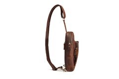 Casual Leather One Shoulder Backpack Chest Bag Sling Bag Sling Crossbody Bag For Men - iwalletsmen