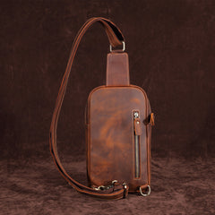 Casual Leather One Shoulder Backpack Chest Bag Sling Bag Sling Crossbody Bag For Men - iwalletsmen