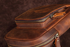 Casual Leather One Shoulder Backpack Chest Bag Sling Bag Sling Crossbody Bag For Men - iwalletsmen