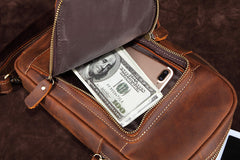 Casual Leather One Shoulder Backpack Chest Bag Sling Bag Sling Crossbody Bag For Men - iwalletsmen