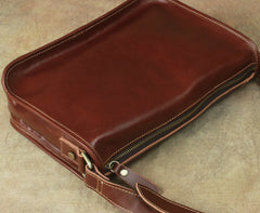 Casual Leather Brown Mens Vintage 10inch Side Bag Messenger Bag Shoulder Bags For Men - iwalletsmen