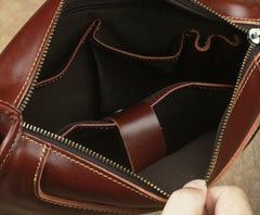 Casual Leather Brown Mens Vintage 10inch Side Bag Messenger Bag Shoulder Bags For Men - iwalletsmen