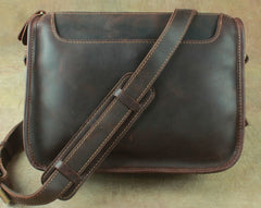 Casual Leather Brown Mens Vintage 10inch Side Bag Messenger Bag Shoulder Bags For Men - iwalletsmen