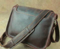 Casual Leather Brown Mens Vintage 10inch Side Bag Messenger Bag Shoulder Bags For Men - iwalletsmen
