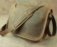 Casual Leather Brown Mens Vintage 10inch Side Bag Messenger Bag Shoulder Bags For Men - iwalletsmen