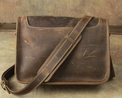 Casual Leather Brown Mens Vintage 10inch Side Bag Messenger Bag Shoulder Bags For Men - iwalletsmen