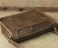 Casual Leather Brown Mens Vintage 10inch Side Bag Messenger Bag Shoulder Bags For Men - iwalletsmen