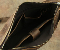 Casual Leather Brown Mens Vintage 10inch Side Bag Messenger Bag Shoulder Bags For Men - iwalletsmen