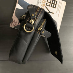 Cool Black Leather Men's Biker Belt Pouch Belt Bag Small Biker Side Bag For Men - iwalletsmen