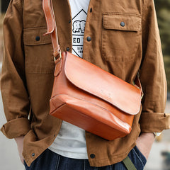 Casual Small Leather Mens Black Side Bag Brown Postman Bag Messenger Bag For Men - iwalletsmen