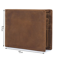 Vintage Leather Mens Slim Small Wallet billfold Bifold Wallet Front Pocket Wallet Driving License Wallet for Men - iwalletsmen