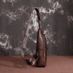 Casual Leather One Shoulder Backpack 10-inch Chest Bag Sling Bag Sling Crossbody Bag For Men - iwalletsmen