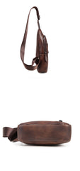 Casual Leather One Shoulder Backpack 10-inch Chest Bag Sling Bag Sling Crossbody Bag For Men - iwalletsmen