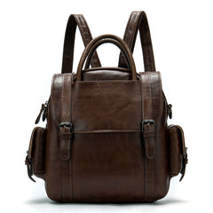 Vintage Mens Leather Small Backpack Handbag Briefcase Shoulder Bag for Men - iwalletsmen