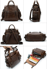 Vintage Mens Leather Small Backpack Handbag Briefcase Shoulder Bag for Men - iwalletsmen