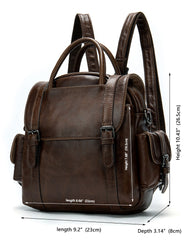 Vintage Mens Leather Small Backpack Handbag Briefcase Shoulder Bag for Men - iwalletsmen