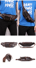 Cool Brown Leather Men's Fanny Pack Hip Pack Waist Bag Chest Bag For Men - iwalletsmen
