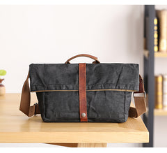 Waxed Canvas Mens Womens Side Bag 13‘’ Khaki Courier Bag Messenger Bag for Men - iwalletsmen