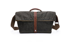 Waxed Canvas Mens Womens Side Bag 13‘’ Khaki Courier Bag Messenger Bag for Men - iwalletsmen