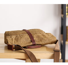 Waxed Canvas Mens Womens Side Bag 13‘’ Khaki Courier Bag Messenger Bag for Men - iwalletsmen