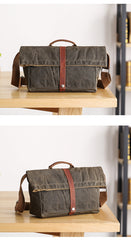 Waxed Canvas Mens Womens Side Bag 13‘’ Khaki Courier Bag Messenger Bag for Men - iwalletsmen